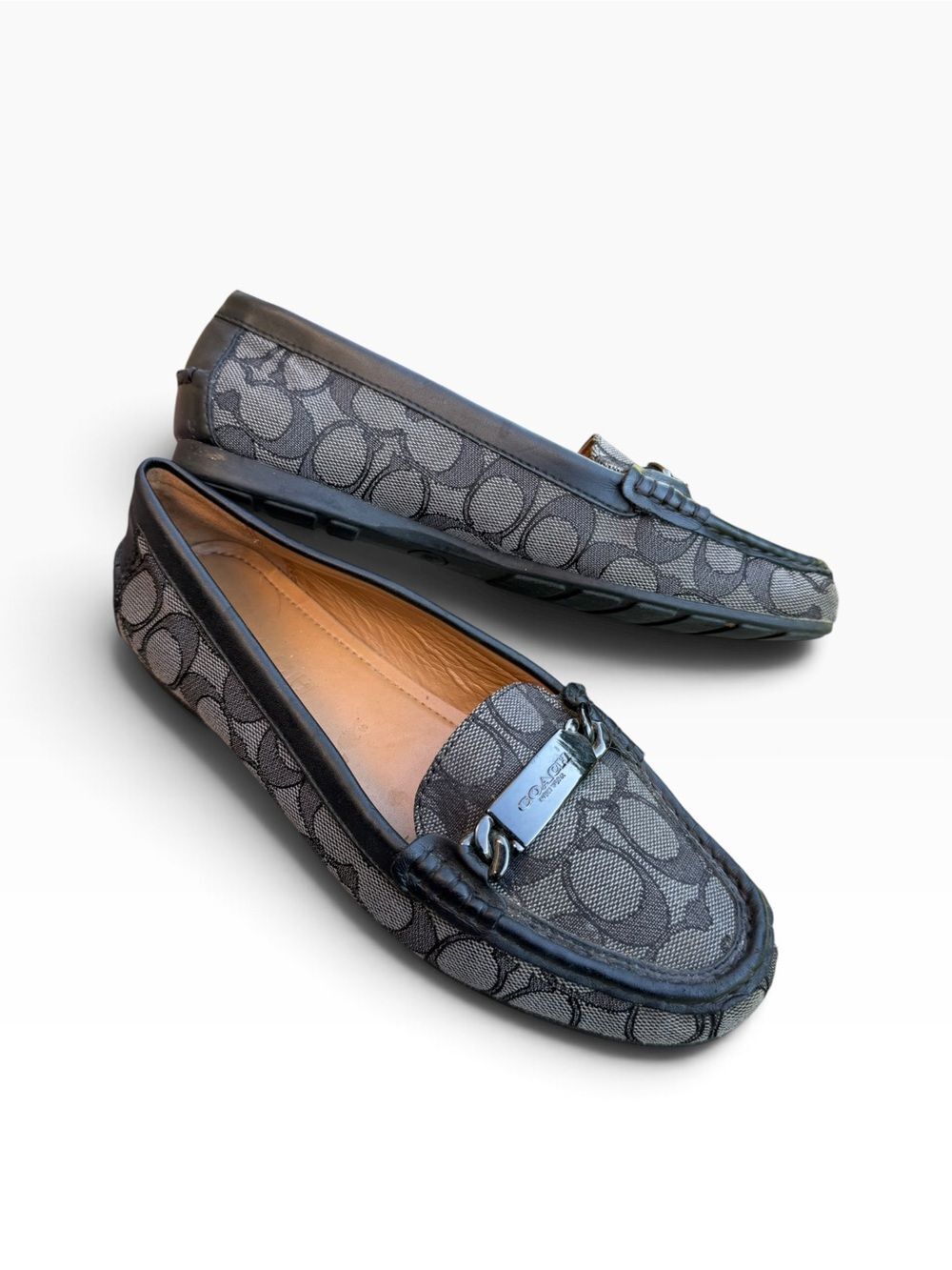 Coach Olive Signature C Monogram Jacquard Driving Loafers Women's Size 7.5 Black - Picture 5 of 9